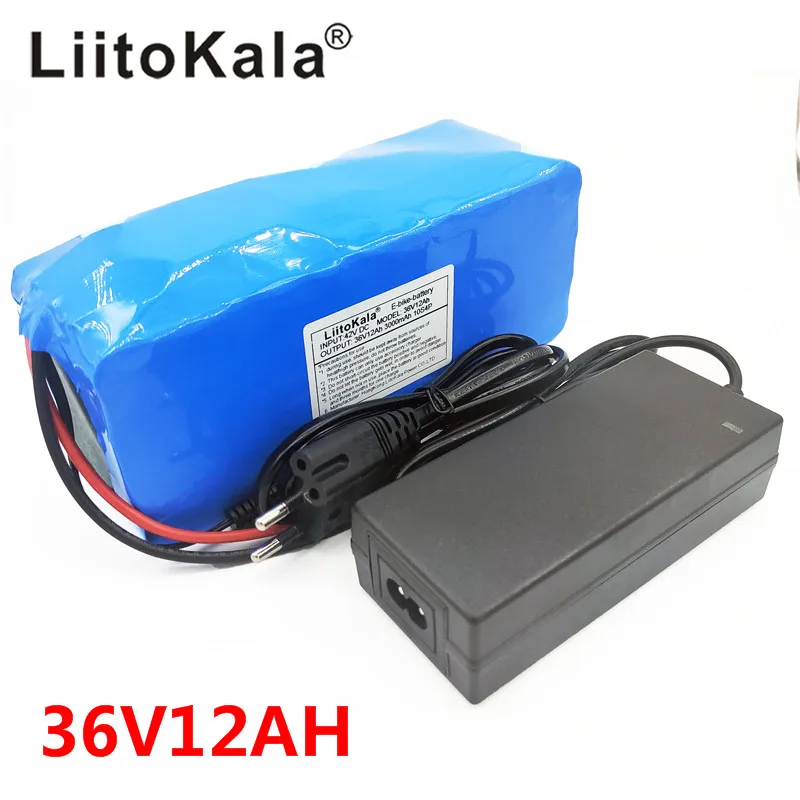 LiitoKala 36 В 12AH батарея для электровелосипеда, встроенный литиевый аккумулятор 20A BMS, 36 вольт с 2А зарядкой, батарея для электровелосипеда