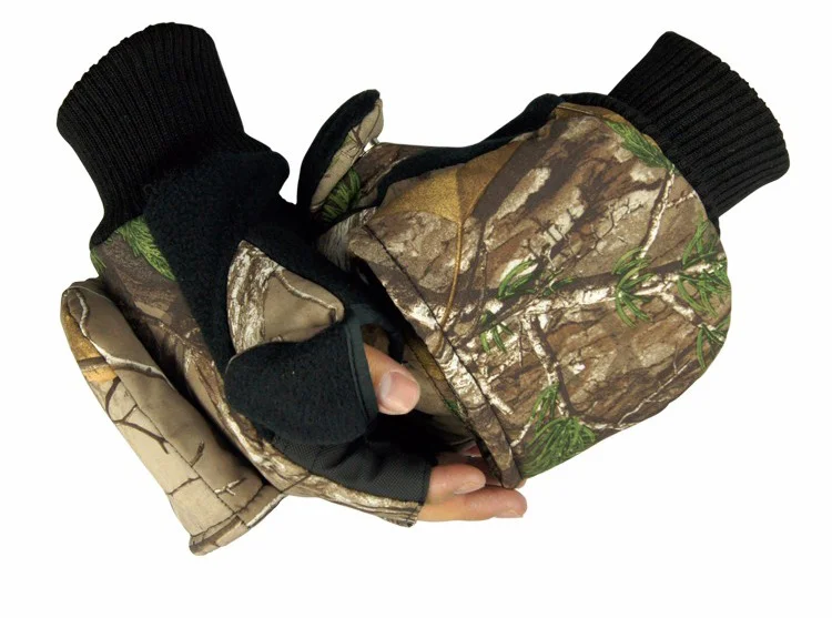 зимние мужские перчатки толстый полиэстер хлопок камуфляж цвет активного отдыха мягкие теплые регулируемые наручные флис подкладка рукав