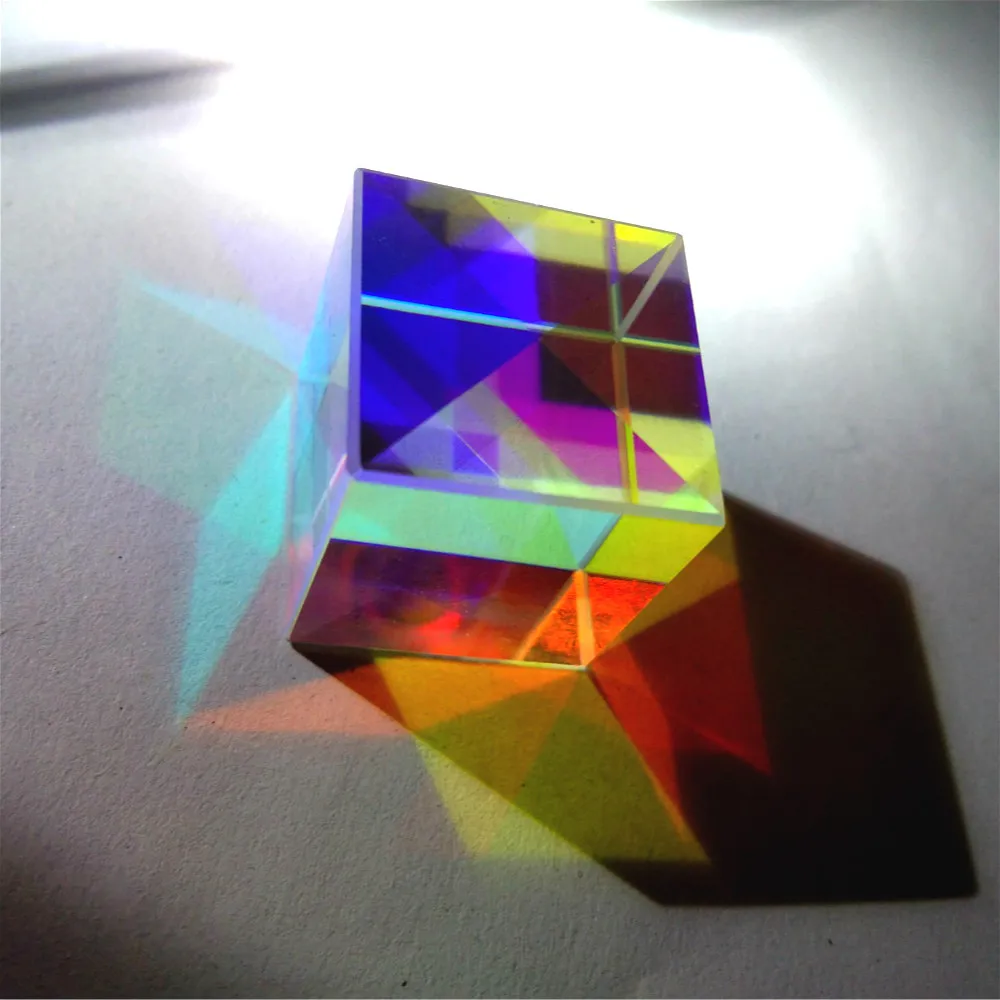 Призма шестигранный яркий светильник, соединяющий кубическая Призма 15*15*15 мм, витражный стеклянный луч, разделяющий призму, оптический экспериментальный инструмент