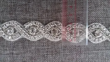 

Bridal Crystal Sash Rhinestone Applique Trim bling crystal beaded rhinestone applique trimming for wedding dress