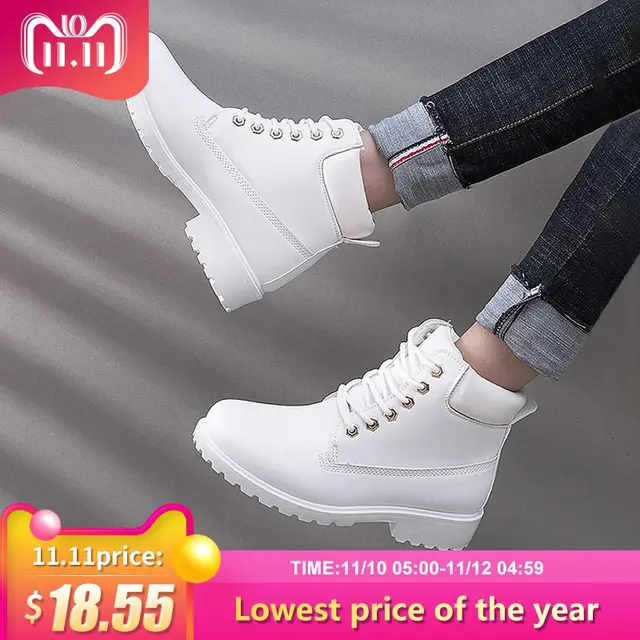 冬のブーツの女性靴 2018 新英国風暖かい学生フラット女性の雪のブーツベルベットマーティンアンクルブーツの靴女性