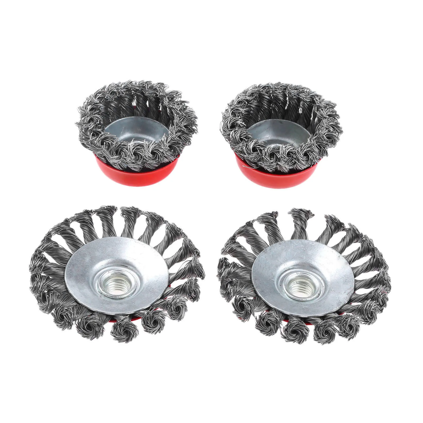 DRELD 4Pcs Wire Wheel Cup Brush Sanding Grinding Buffing Deburring