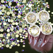 120 шт 1 коробка Золотой AB Блестящий сверкающий Кристаллы Стразы для ногтей 3d красота сверкающие DIY ногти Декор аксессуар NJ245