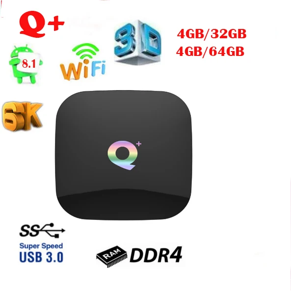 Приставка Смарт ТВ Q Plus Android 9 0 4 + 32/64 ГБ ядра 2 ГГц Wi Fi|ТВ-приставки и медиаплееры| |