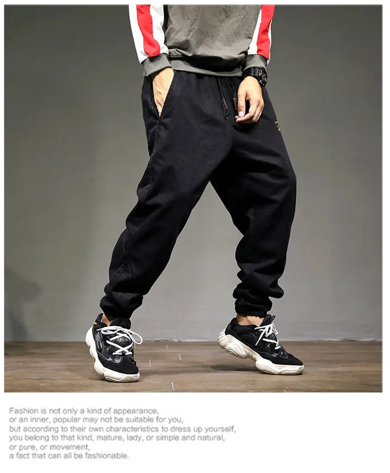 2018 New Brand Men's Harm Pants Autumn Winter Fashion Casual Loose Male Drawstring Jeans Pants Trousers Large Size  (13)