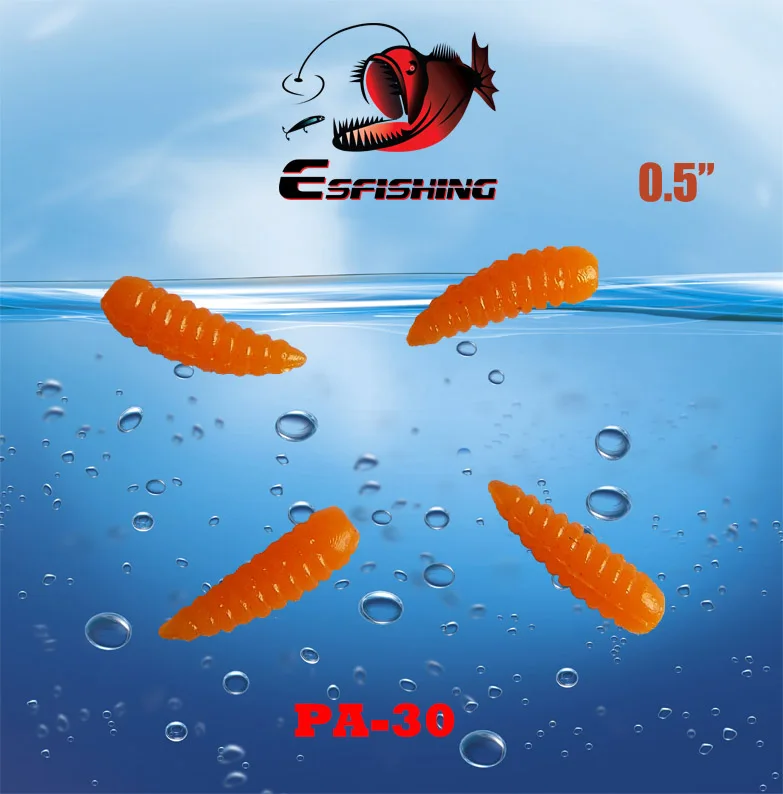 Esfishing 100 шт. 1,2 см Esfishing MAGGOT 0," мягкие приманки хлеб червь приманка для подледной рыбалки Isca искусственные снасти Кремниевая приманка форель - Цвет: PA30