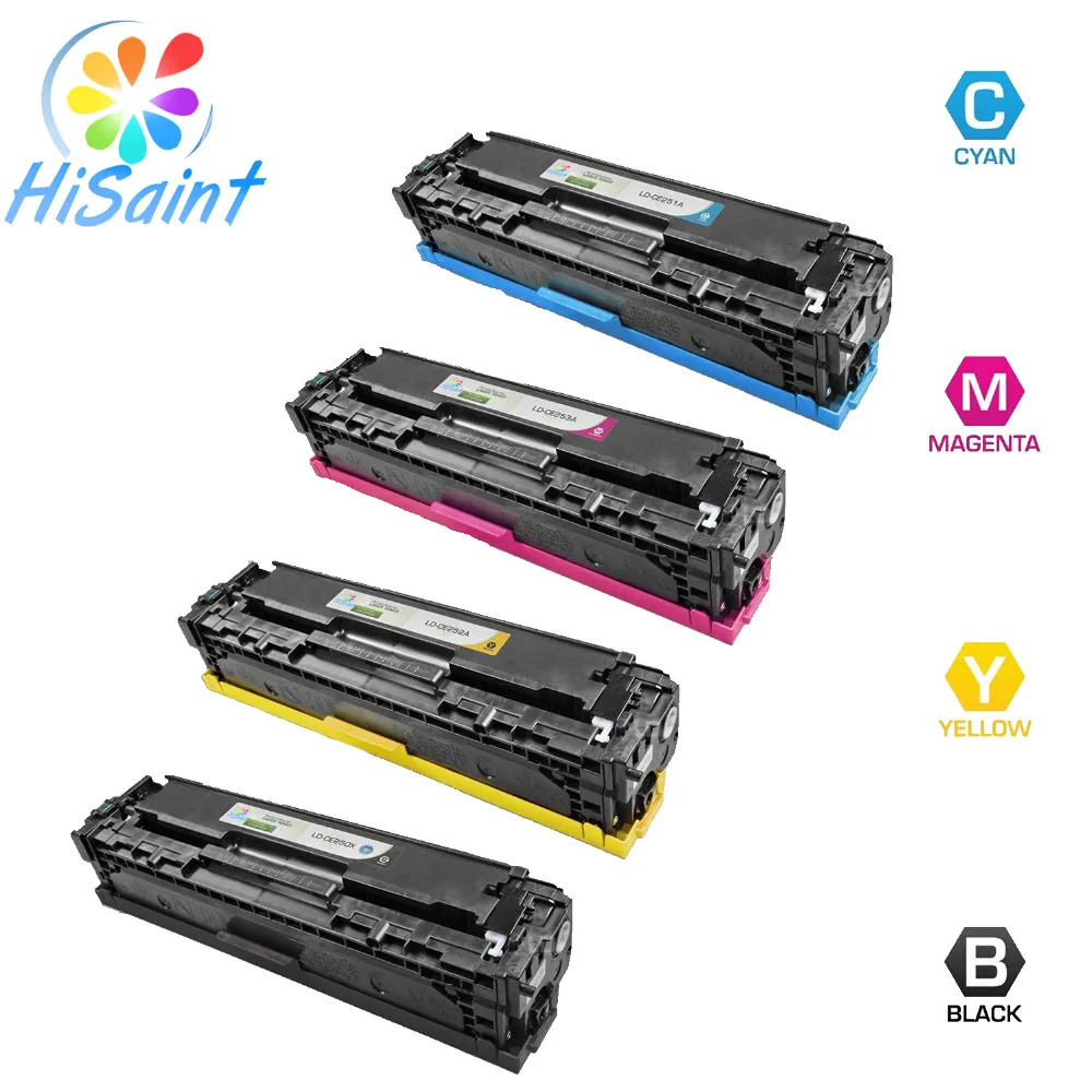 Hisaint Listing 4 pack Replacement CE250X CE251A CE252A CE253A (504A) Toner Cartridge for HP Color Laserjet CP3525 CP3525n