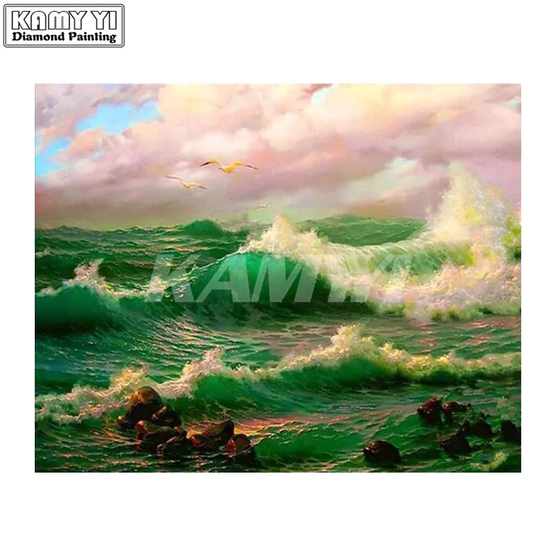 Beauty Life Diamond Mosaic Landscape sea dimensional embroidery 5D DIY diamond painting nature painting home decor-1_