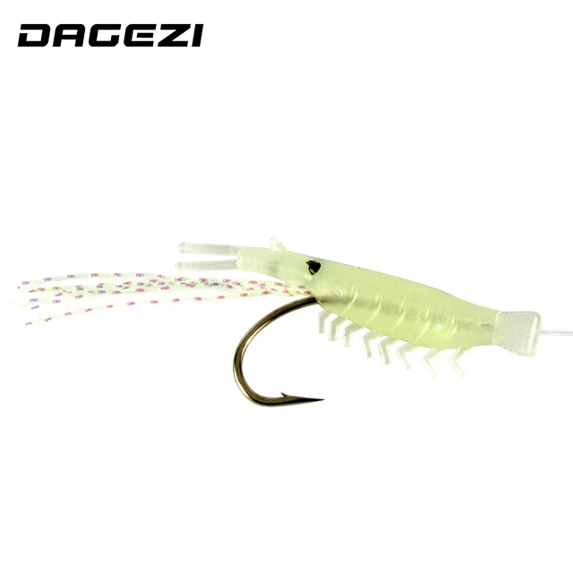 DAGEZI 5pcs/set Fishing Lure Luminous Shrimp Bait Jigs Lure soft lure Worm  Fake lure Soft