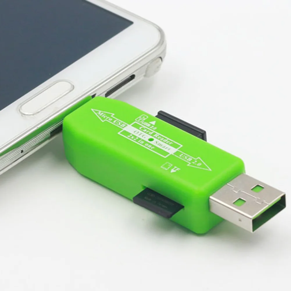 2 в 1 USB OTG кард-ридер Универсальный Micro USB OTG TF/SD кард-ридер телефон удлинитель адаптер@ JH