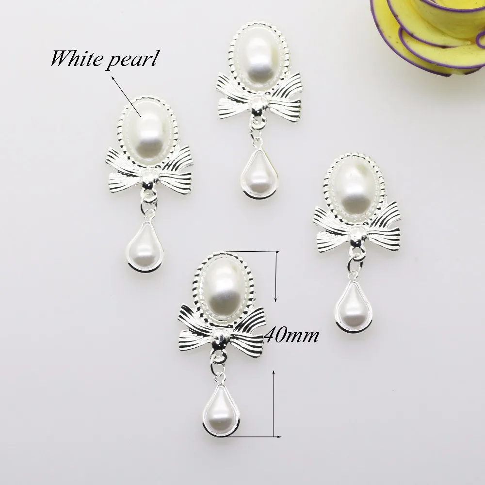 

New 10pc Silver color pearl rhinestone button 2018 Wedding Decoraation Flat back clothing metal button DIY Accessories