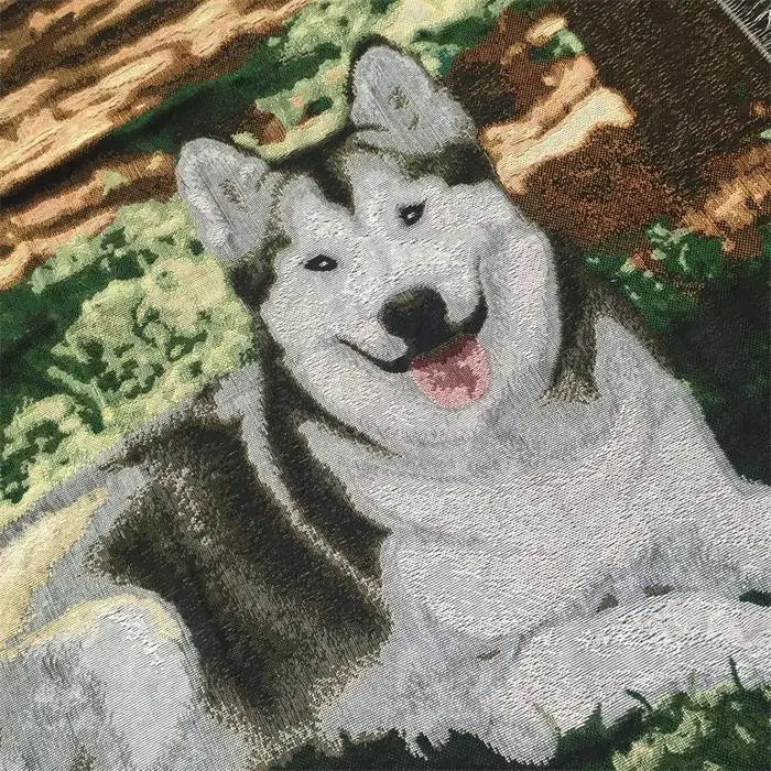 Huskie الكلب الأمريكي الريف الرعوية نمط 100% ٪ بطانية الجدول منشفة أريكة النسيج أريكة رمي مع شرابات rustictapestry