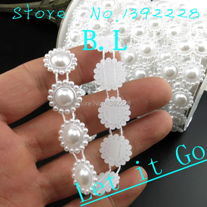 High Quality Flatback Rhinestone Sewing With Clothes,Resin Pearl Trim 14 mm Ivory White Flower