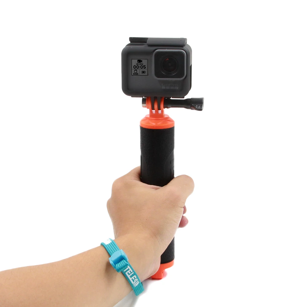 Arancione MyGadget Bastone Galleggiante per Action Camera Impugnatura Impermeabile Braccio Hand Grip per GoPro Hero 10 9 8 7 Xiaomi Yi Insta360 
