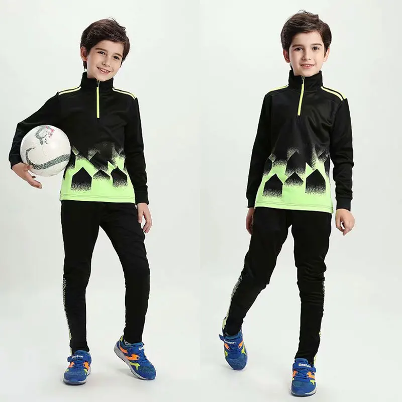 

Winter Children & Adult Long Sleeve Soccer Uniforms Fleece Lined Football Jerseys Kit Training Suit Tracksuits Soccer Jerseys