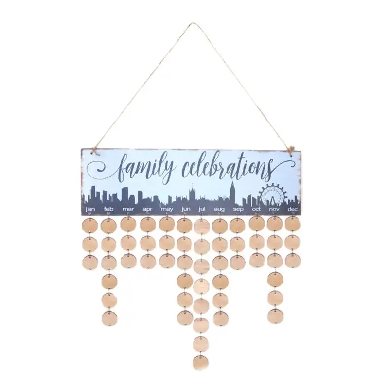 

ALLOYSEED 2018 DIY Wooden Wall Hanging Calendar Family Friends Birthday Special Dates Reminder Sign Planner Mark Board Decor