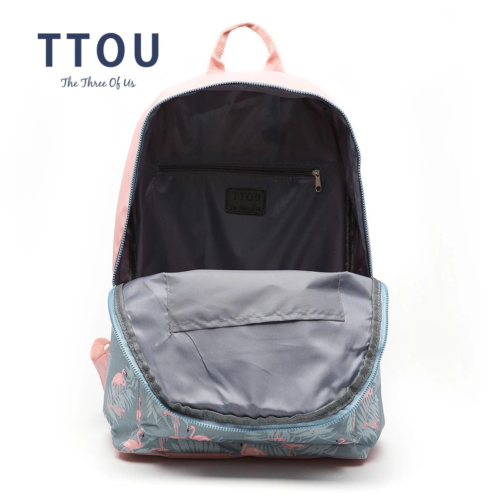 TTOU 3D Flamingo dibujos animados impresión costura Floral Casual viajes diarios bolsa adolescentes Mochila TTOU 3D Flamingo dibujos animados impresión costura Floral Casual viajes diarios bolsa adolescentes Mochila
