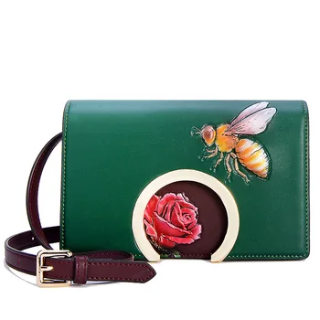 

E6249 New Fashion Leather single shoulder bag lady bee flower bag Mini Satchel Leather Ladies Crossbody Bag