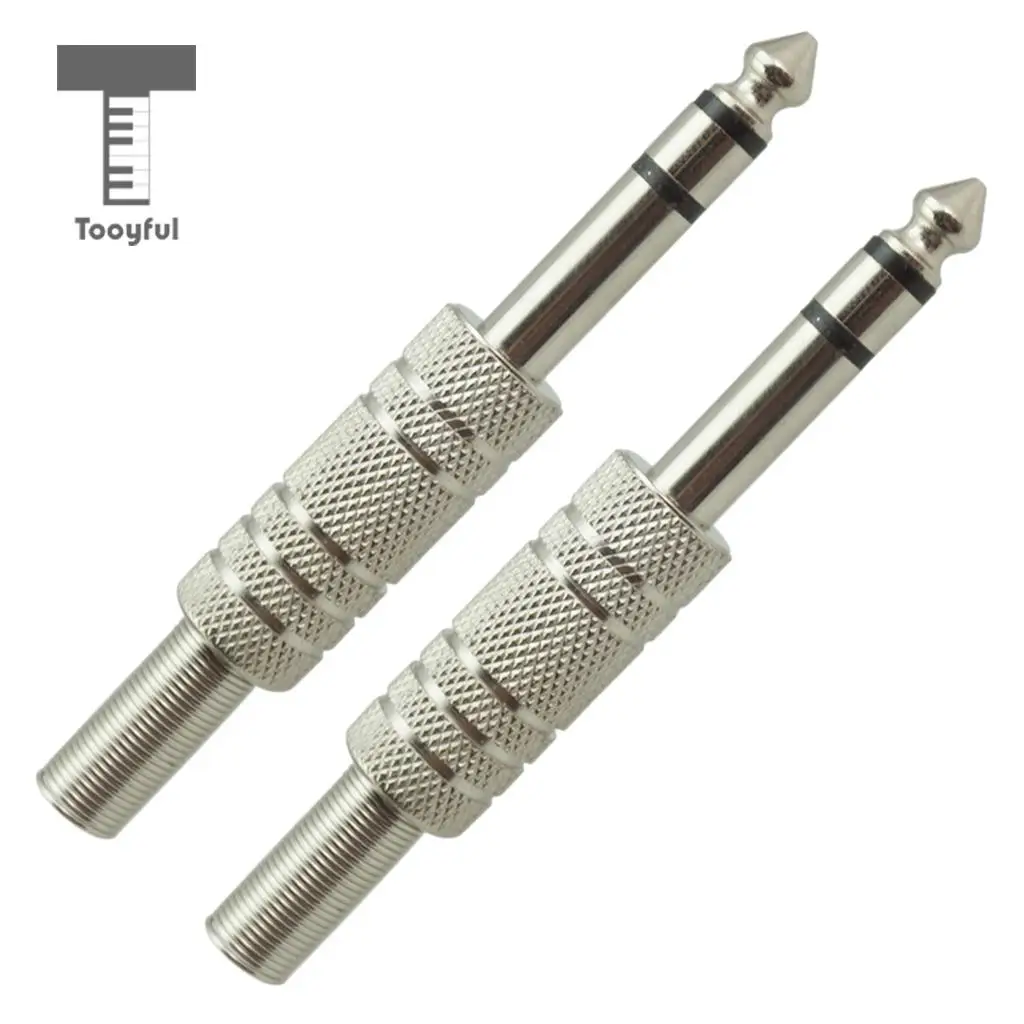 Tooyful 2Pcs 1/4'' 6.35mm Jack Cable Plugs Audio Cable Amp Cpnnector