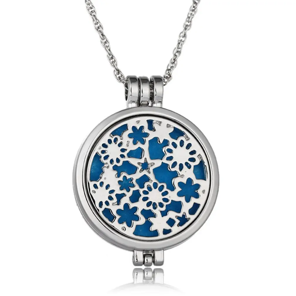 

Essential Oil Diffuser Necklace Hollow Star Flower Lockets Pendant Aromatherapy Necklace With Luminous Pads Perfume Jewelry