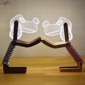 

Modern Creative Wood Desk Lamp Plug Electric Cute Pet Dog Led Night Light Led Desk Lamps Children Gift for Living Room Bedroom