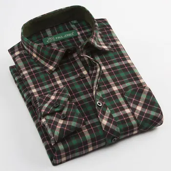 

MACROSEA New Men's Casual Shirts Male Plaid Long Sleeve Square Collar Social Shirt Full Men's Shirts PJ