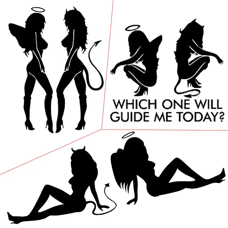 

Angel Devil Sexy Girl Fun Personality Car Styling Car Sticker Decorative Decal for Volkswagen Golf Subaru Toyota JEEP Wrangler