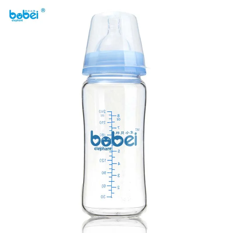 240 мл для новорожденных детей вода, сок, молоко стеклянная бутылочка с широким горлышком с силиконовым соском, защита от пыли
