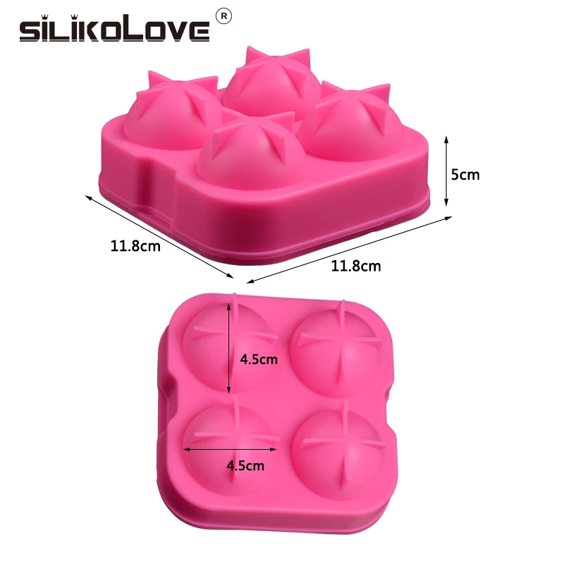 SILIKOLOVE, 4 полости, 3d, силиконовый, для виски, ледяной куб, для изготовления шариков, форма лотков, форма для бара, аксессуары, экологически чистые, CE/EU, BPA бесплатно