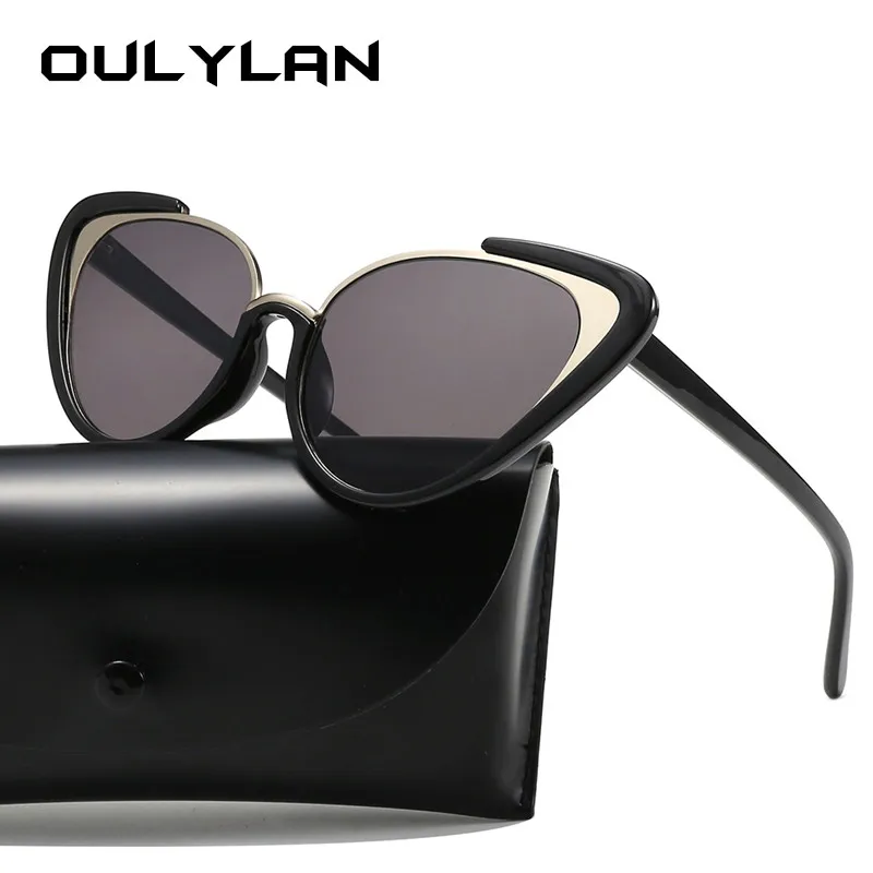 

Oulylan Vintage Cat Eye Sunglasses Women Classic Triangular Sun Glasses Black Pink Shades Female Trendy Cateye Sunglass UV400