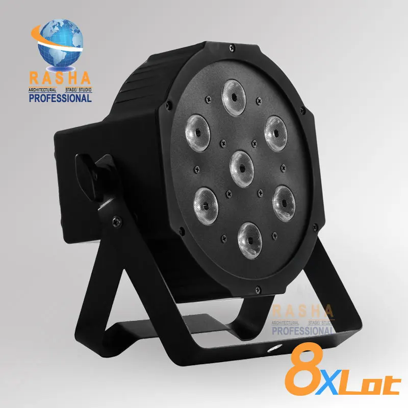 8X Лот Раша 7*12 Вт Quad светодиоды (4in1 RGBA/RGBW) LED Мега Quadpar профиля DMX PAR Может этапа DMX свет