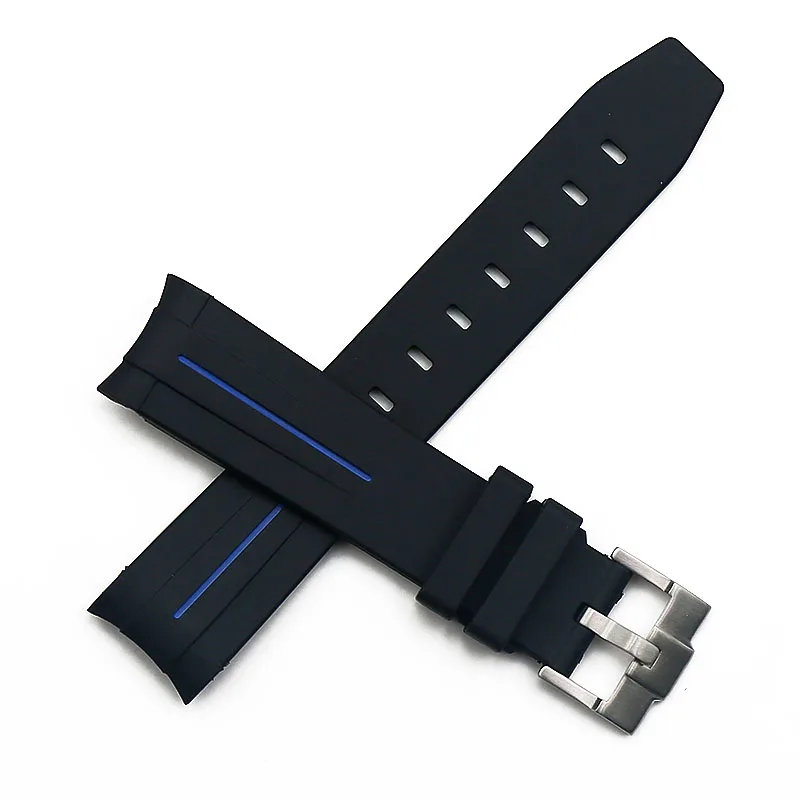 Silicone strap men's watch accessories pin buckle 20mm21mm for Rolex water ghost GMT rubber strap women's sports waterproof band