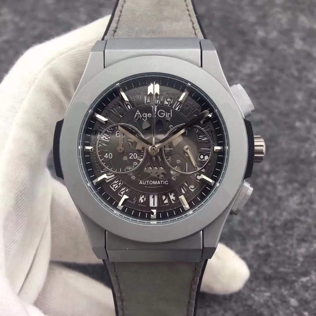 

Luxury Brand New Men StopWatch Chronograph Watch Silver Titanium Stainless Steel Black Leather Blue Rubber Unico Date Watches