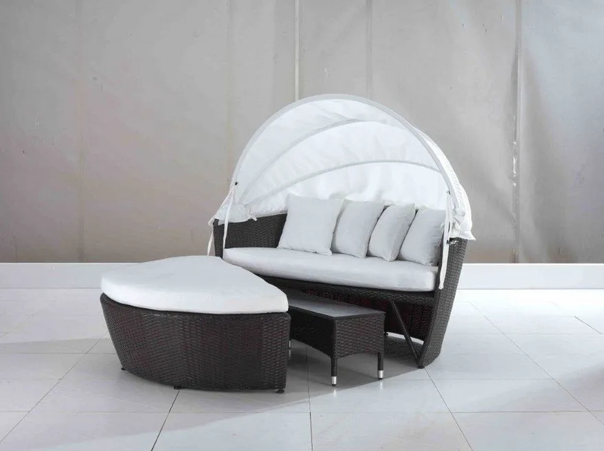 2017 All Weather Outdoor Daybed Rattan Furniture round bedin Garden