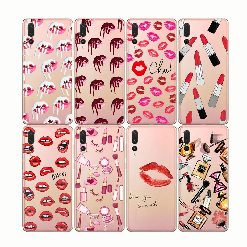 

Girl lips lipstick kiss pattern phone cases Kylie Jenner Sexy soft cover for huawei p8 p9 p10 p20 lite plus pro