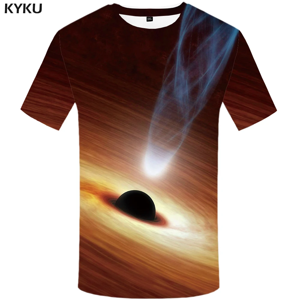 

KYKU Brand Galaxy T Shirt Men Black Tshirt Anime Clothes Flame Moon 3d Printed T-shirt Funny T Shirts Cool Mens Clothing 2018