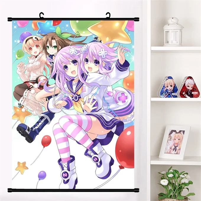 Аниме Нептун Hyperdimension Neptunia Noire Nepgear Косплей настенный свиток Фреска плакат Настенные подвесные плакаты домашний декор искусство - Цвет: V