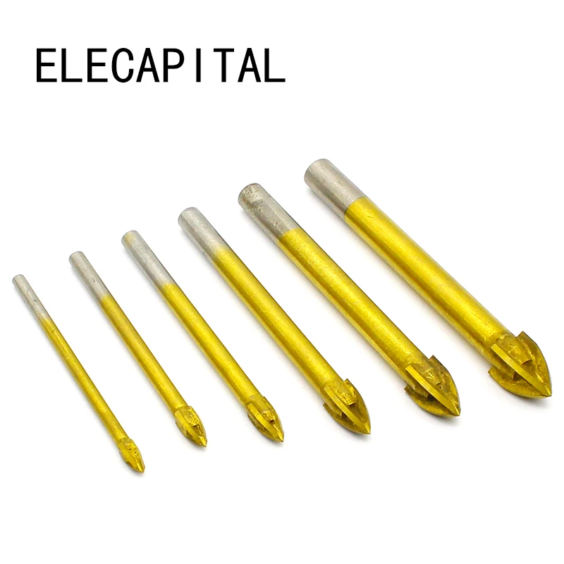 Goedkoop Titanium Coated Boren Legering Carbide Punt met 4 Snijkanten Tegel amp; Glas Boor Power Tool