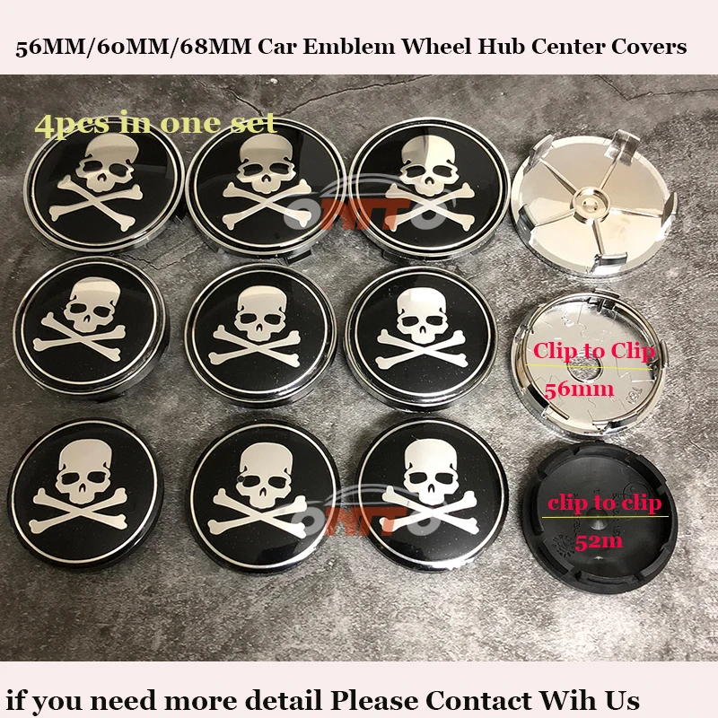 

4pcs/lot 56mm 60mm 68mm Car Rims wheel hub center logo caps Auto emblem label covers For Skull badge Good Quality 65mm stickers