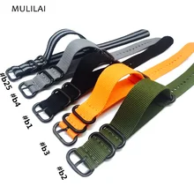 Ремешок 22 мм 24 мм ремешки для часов NATO все черные/оранжевые/зеленые/синие нейлоновые тканевые Ремешки для наручных часов прочные пряжки из нержавеющей стали