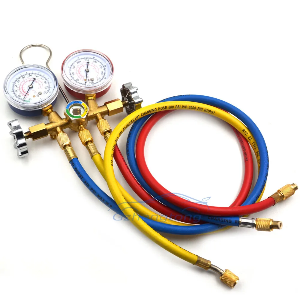 Auto A//C Refrigerantion Charging 3-Way Manifold Gauge Set R12 R22 R134A R502