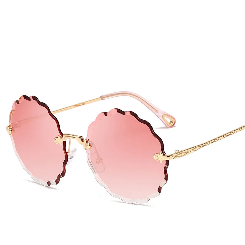 Круглые Солнцезащитные очки женский металлический трафарет в форме цветов линзы без оправы Модные индивидуальные морские градиентные линзы UV400 - Цвет линз: S138-2