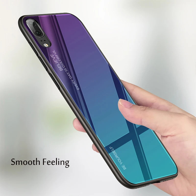 Luxury Gradient Tempered Glass Case For Huawei P Smart Plus Mate 20 10 9 10 Lite P20 Pro Honor 8X Max Nova 3 3i Soft edge Cover  (2)
