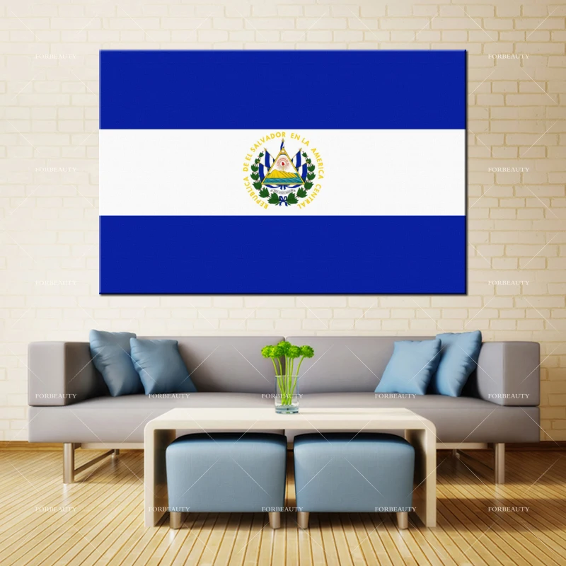 

Forbeauty Canvas Painting Wall Art flag_el_salvador_lines_symbols Spray Printing Waterproof Ink Home Decor