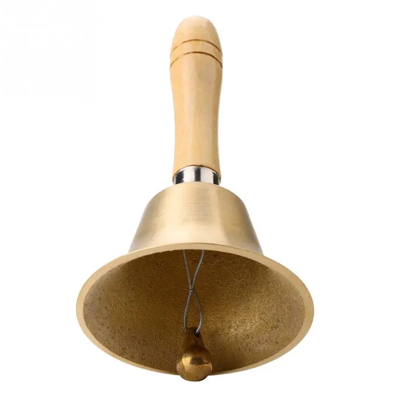 15 x 8cm Multi functional Brass Hand Bell Wooden Handle Handbell for