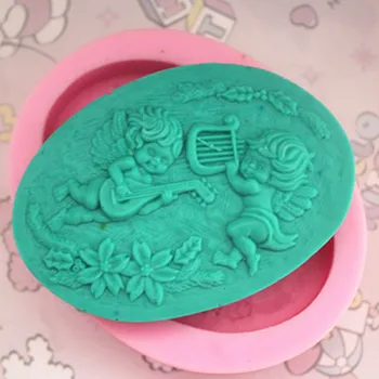 

ree shipping handmade soap silica gel mould candle soap mould silicone mold for DIY 2 playing Cupid