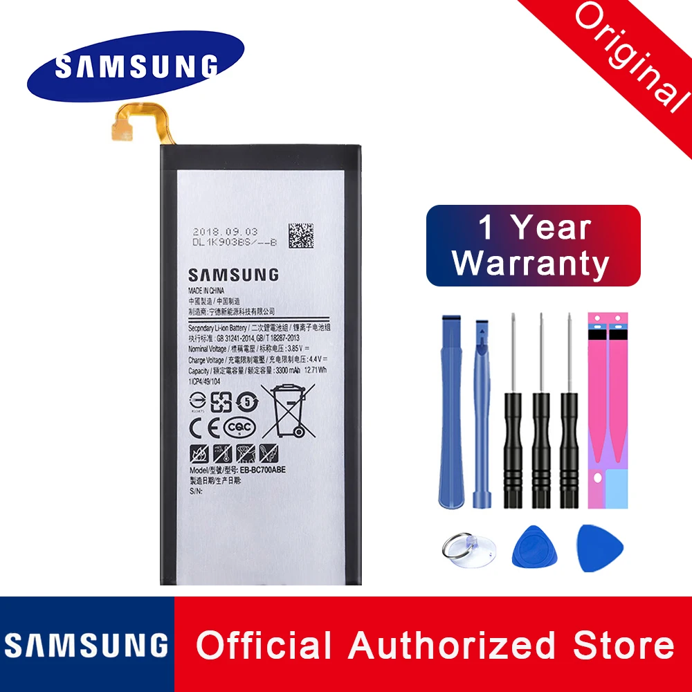 100% оригинальная запасная батарея EB-BC700ABE для Samsung Galaxy C7 SM-C7010 Duos C7018 Pro 3300mAh