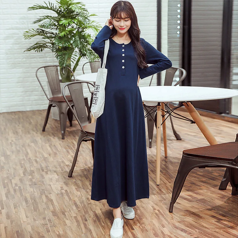 pregnant dresses for women  dress pregnant  maternity dress  long sleeve dress  Cotton  Full  Ankle-Length  Casual