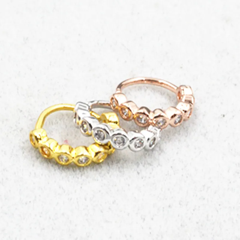 

10pcs Body Jewelry Piercing -NEW CZ Ear Helix Daith Cartilage Tragus Earring Nose Septum Ring Bend Shine 18gX8mm
