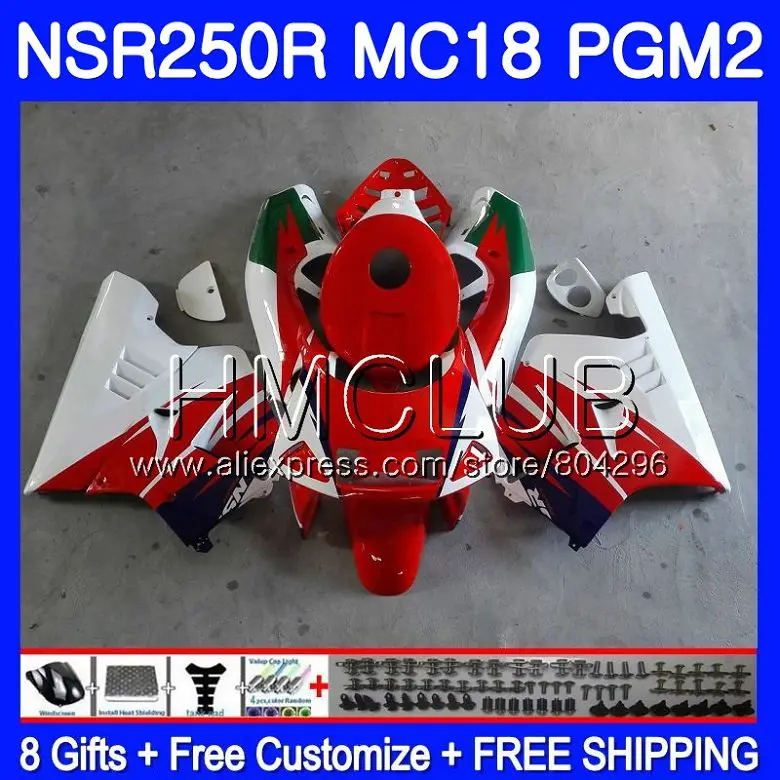 

Kit For HONDA NSR 250 R MC18 PGM2 NSR 250R NS250 NSR250R 88 89 93HM.9 NSR250 R RR NSR250RR 1988 1989 88 89 Red white Fairing
